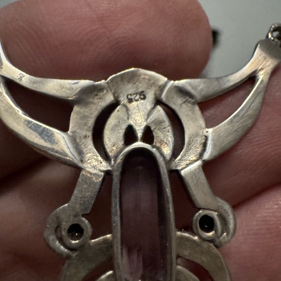 Elegant sterling silver and amethyst necklace. Rare and antique - Picture 6 of 10